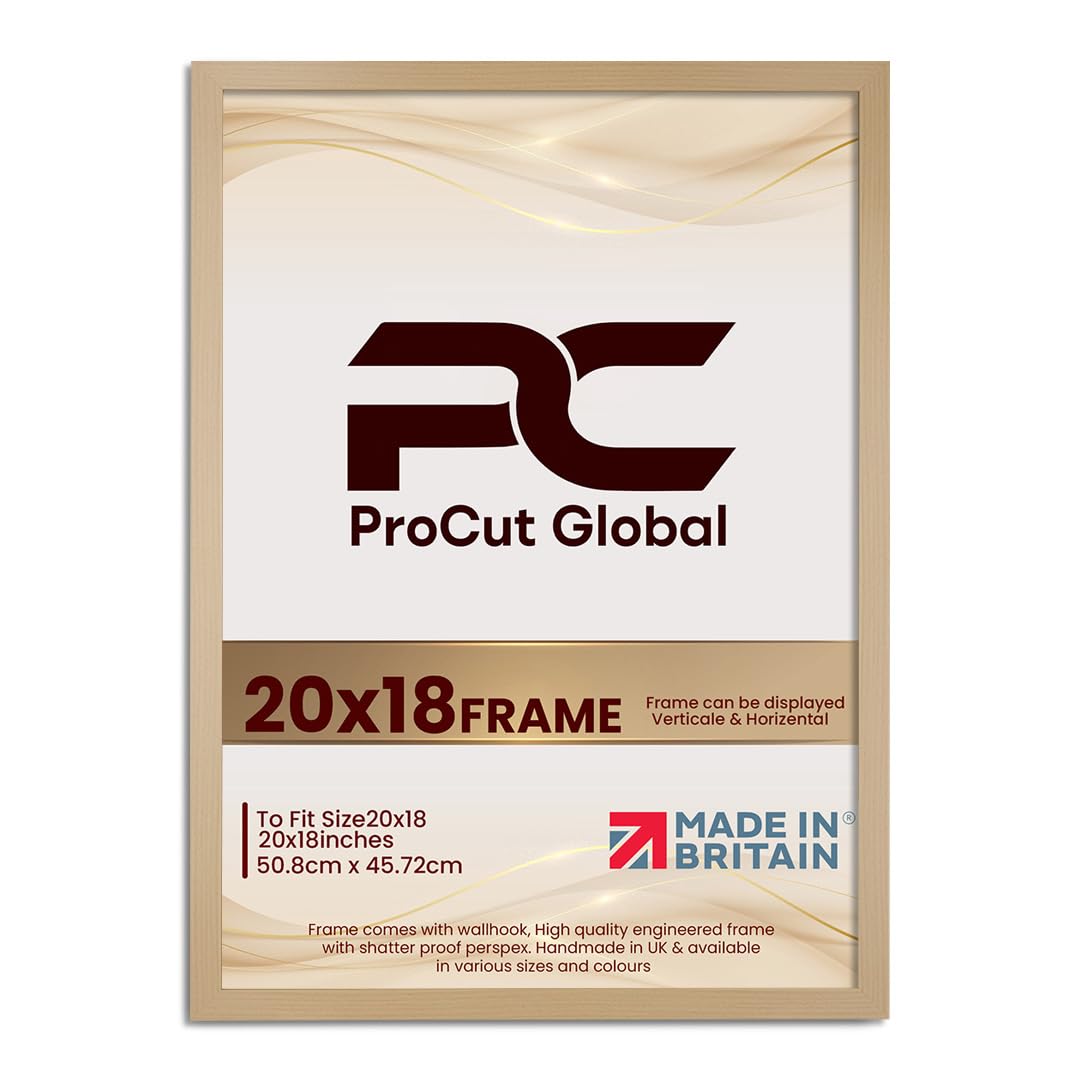 Procut Global 20X18 Country Pine Picture Frames - Modern Wooden Photo Frame with Shatterproof Perspex for Wall or Tabletop - Perfect for Posters, Certificates, Prints - Sizes & Colors Available