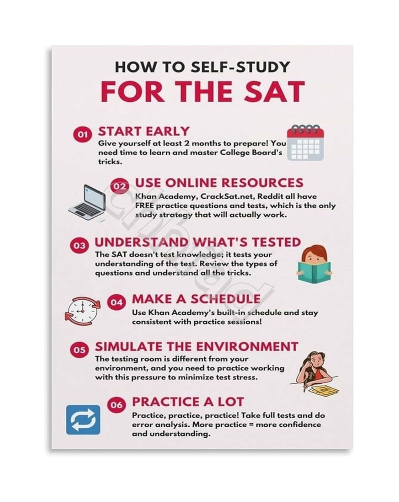 PKNVKZIDK Test Prep Study Guide Poster Effective Self Learning Strategies Canvas Wall-Art for College Entrance Exam and Study Room Decor Framed,16x24inch(40x60cm)