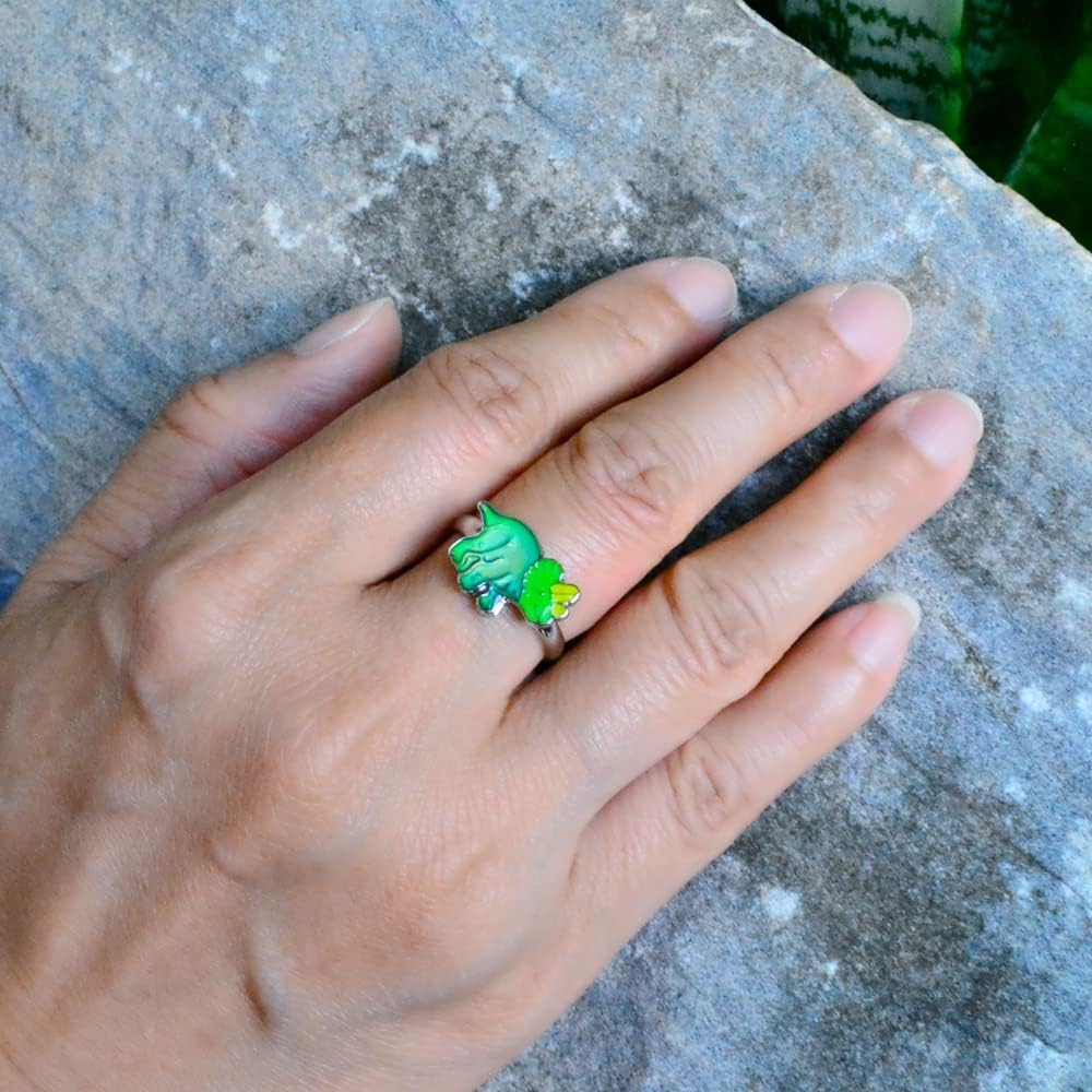 Dinosaur Color Change Kids Triceratops Mood Ring Gift for Boys Girls Size Adjustable