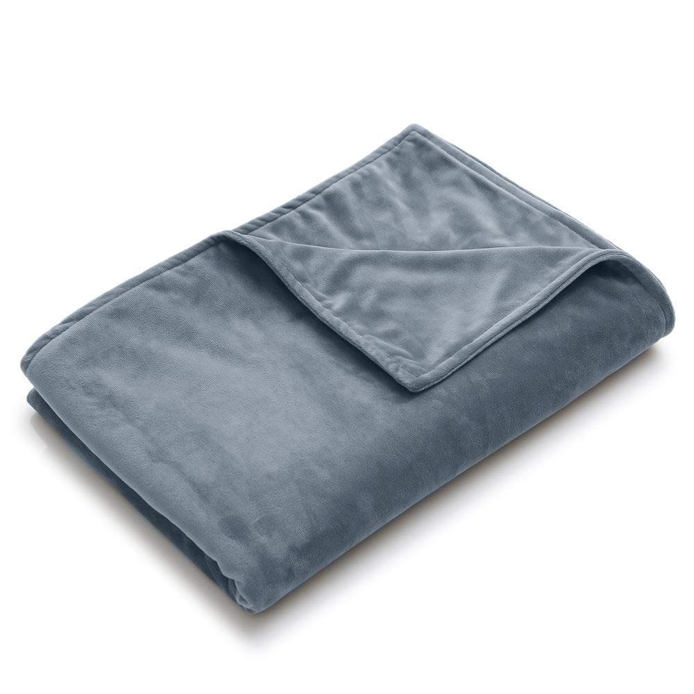 YnM Minky Duvet Cover for Weighted Blankets (152cm x 203cm)-Dark Grey Print