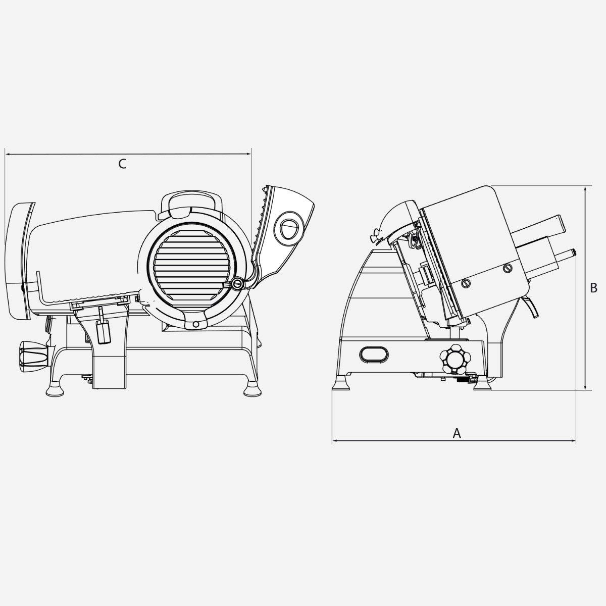Berkel Red Line 250 | Trancheuse professionnelle originale avec un diamètre de couteau de 250 mm | noir | avec broyeur intégré | + planche à découper faite à la main | Prix de vente: 1108 €