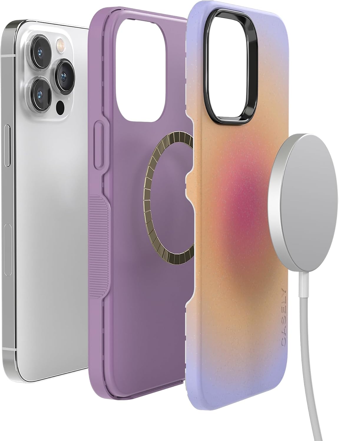 Casely iPhone 14 Pro Max Case | Sunset Halo | Rainbow Aura | Bold Protective Design | MagSafe Compatible Design