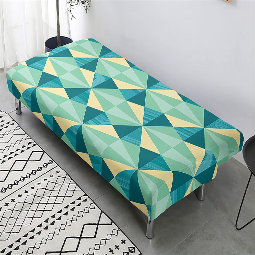 Mateju Copridivano Elasticizzato Senza Braccioli 2/3 Posti, Copridivano Letto Pieghevole Clic Clac Lavabile, Pianta Stampata Fodera per Divano Futon per Soggiorno (S(120-150cm),Menta Verde