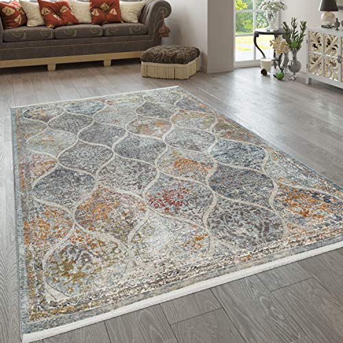 Paco Home Alfombra Salón Motivo Vintage Oriental Ornamentos Mar De Flores Beige Blanco, tamaño:120x170 cm