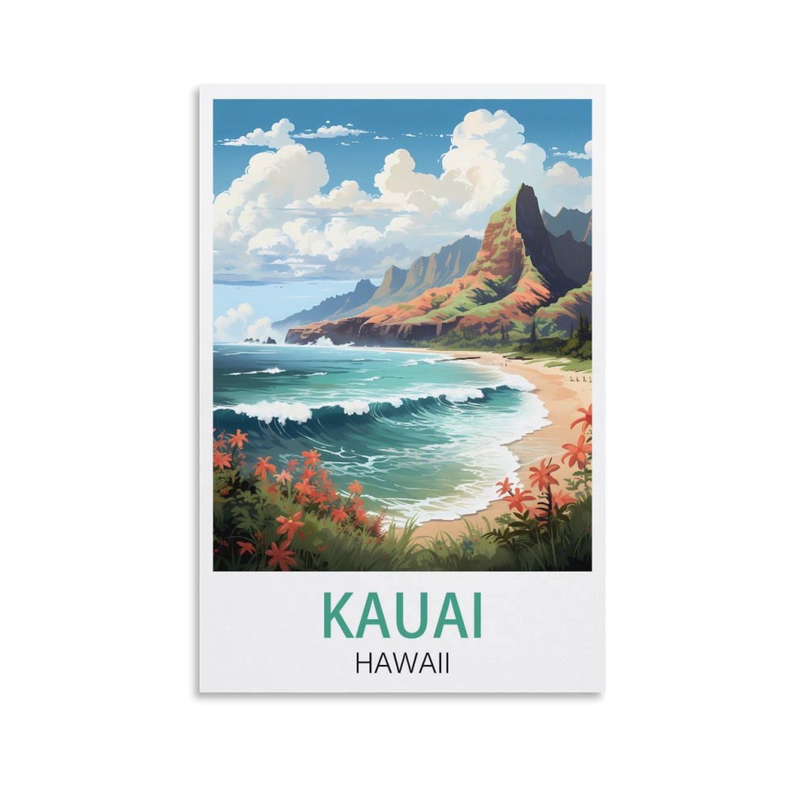 EZMLFA 5D Diamond Painting Kits,Kauai Hawaii,Diamond Painting Kits for Beginners Round Full Drill Painting with Diamonds Gem Art for Home Wall Decor 40x40cm
