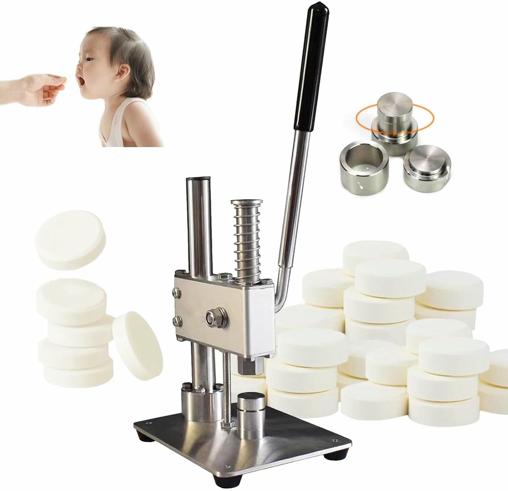 Prensa Manual para tabletas, máquina casera para Hacer tabletas de Leche, Pastillas de azúcar y rebanadas, con Mango extendido, Herramienta de prensado para Cocina doméstica