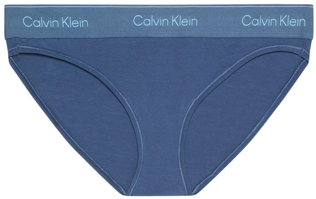 Calvin Klein Women’s Bikini Briefs with Logo Waistband, Blue (Dark Denim), M