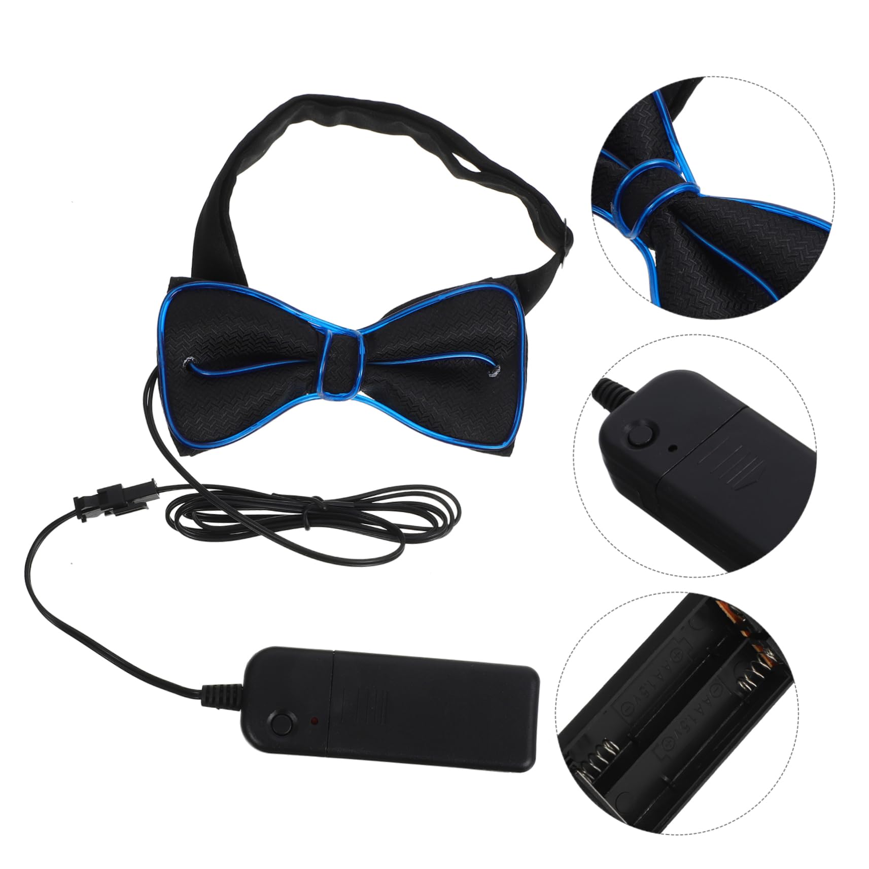 CONGARTENO Led Party Bow Tie Luminous Tie for Halloween Dark Blue Stylish Party Accessory Performance