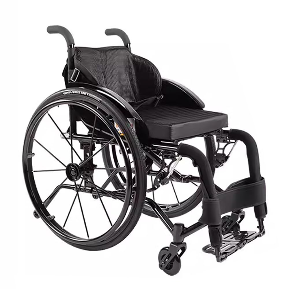 Silla de Ruedas Manual Ligera, Sillas de Ruedas Deportivas Portatiles para Adultos, Silla de Ruedas Plegable de Viaje Transit/Black 38Cm