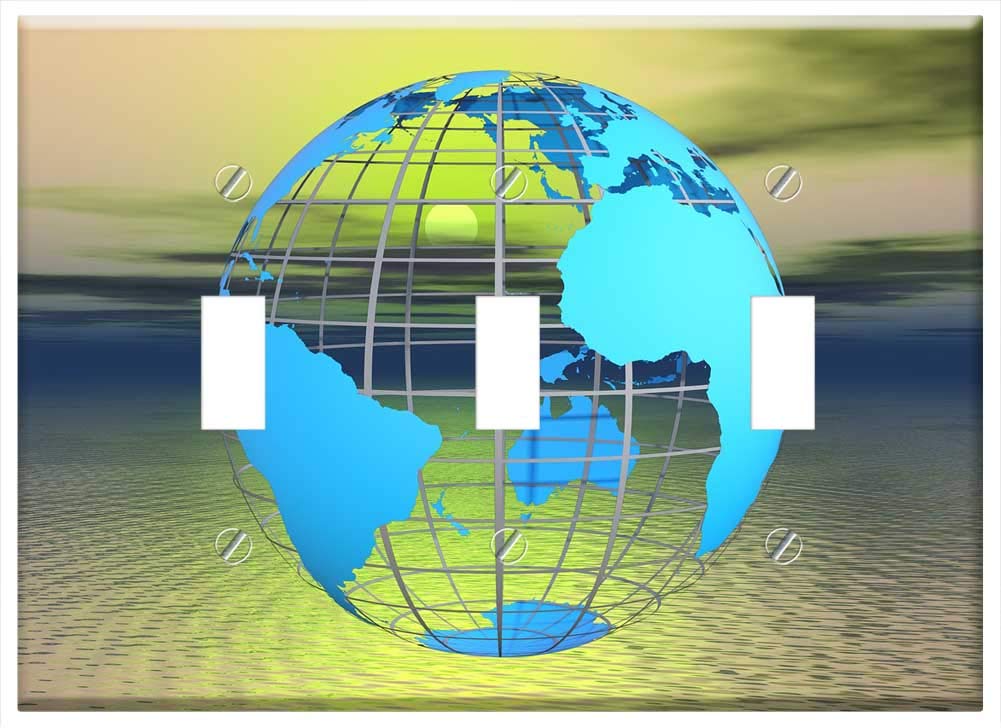 Switch Plate Triple Toggle - Earth Planet Home Planet Earth World Global