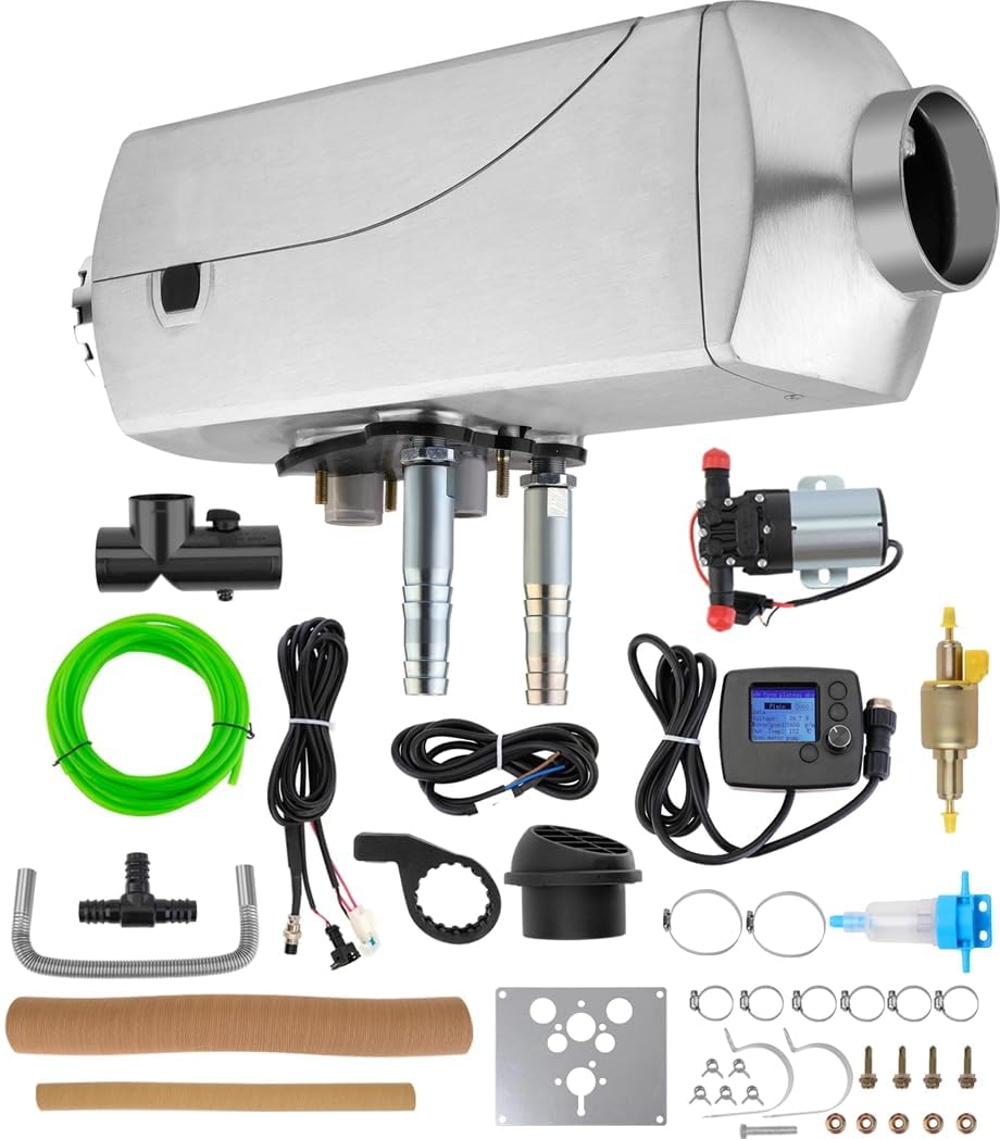 Calentador de aire diésel de 8 kW, 12 V, calentador de estacionamiento de bajo ruido para camiones, caravanas, barcos y garajes con calefacción de agua y aire e interruptor LCD