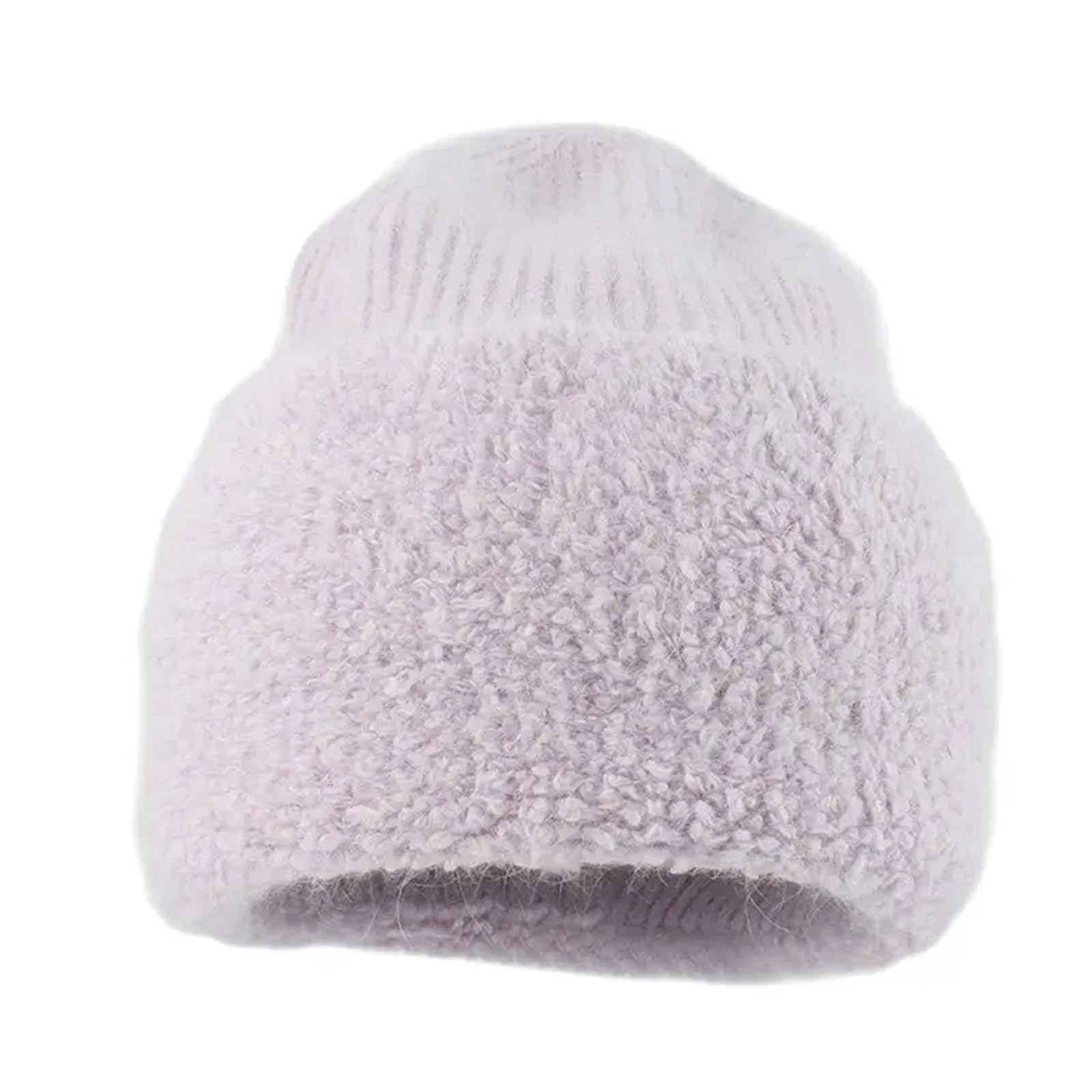 Flauschige Beanie Weiche Warme Wintermütze Wintermützen for Frauen Mode Wolle Beanie Hüte Frauen Solide Erwachsene Abdeckung Kopf Kappe(White)