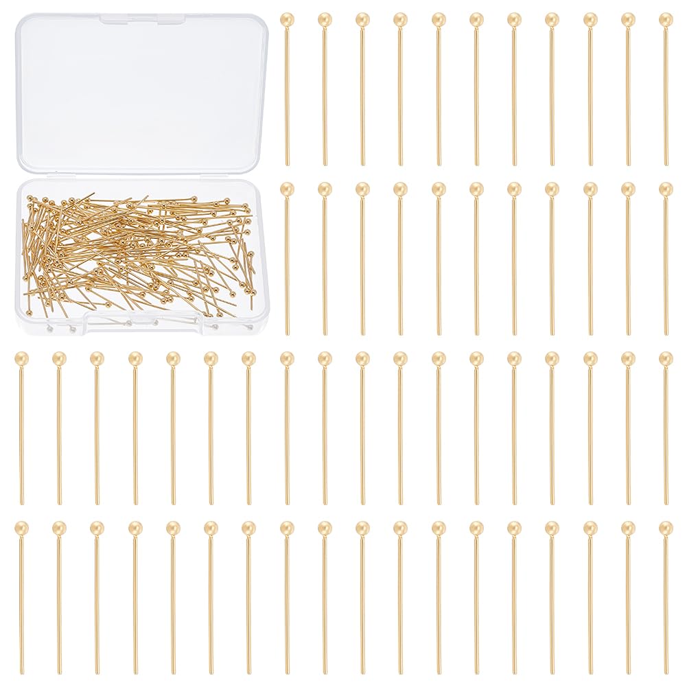 UNICRAFTALE about 150pcs Real 24K Gold Plated Head Pins Bendable 20mm Stainless Steel Ball Head Pins Metal Eye Pins Findings End Headpins Findings for Earring Craft Jewelry Making โ image 1
