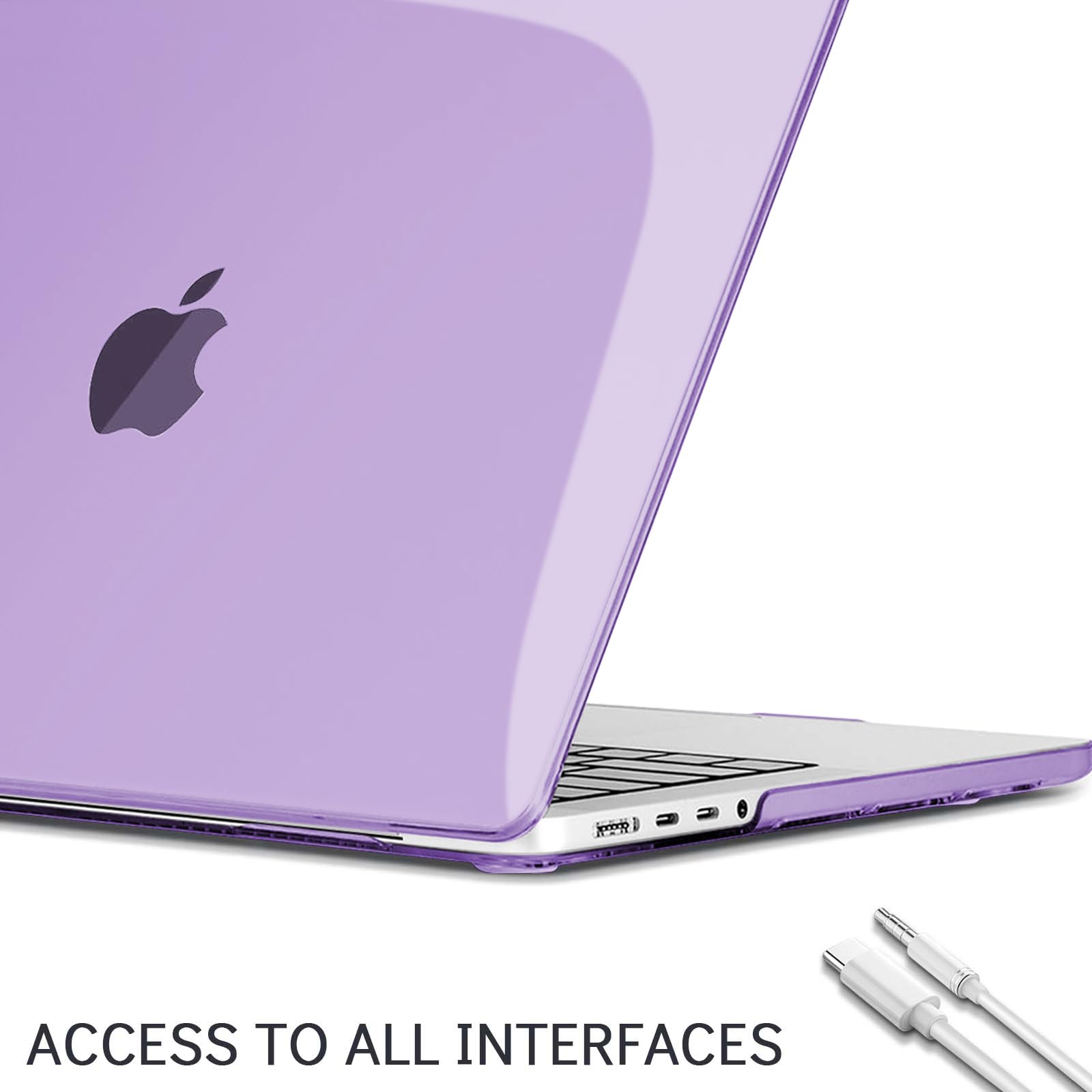 TECOOL Cover per MacBook Pro 14 Pollici M4 M3 M2 M1 Pro/Max 2021-2024 (A3401 A3185 A3112 A2992 A2918 A2779 A2442), Custodia Rigida Protettiva Sottile in Plastica e Copritastiera UE, Cristallo Lilla