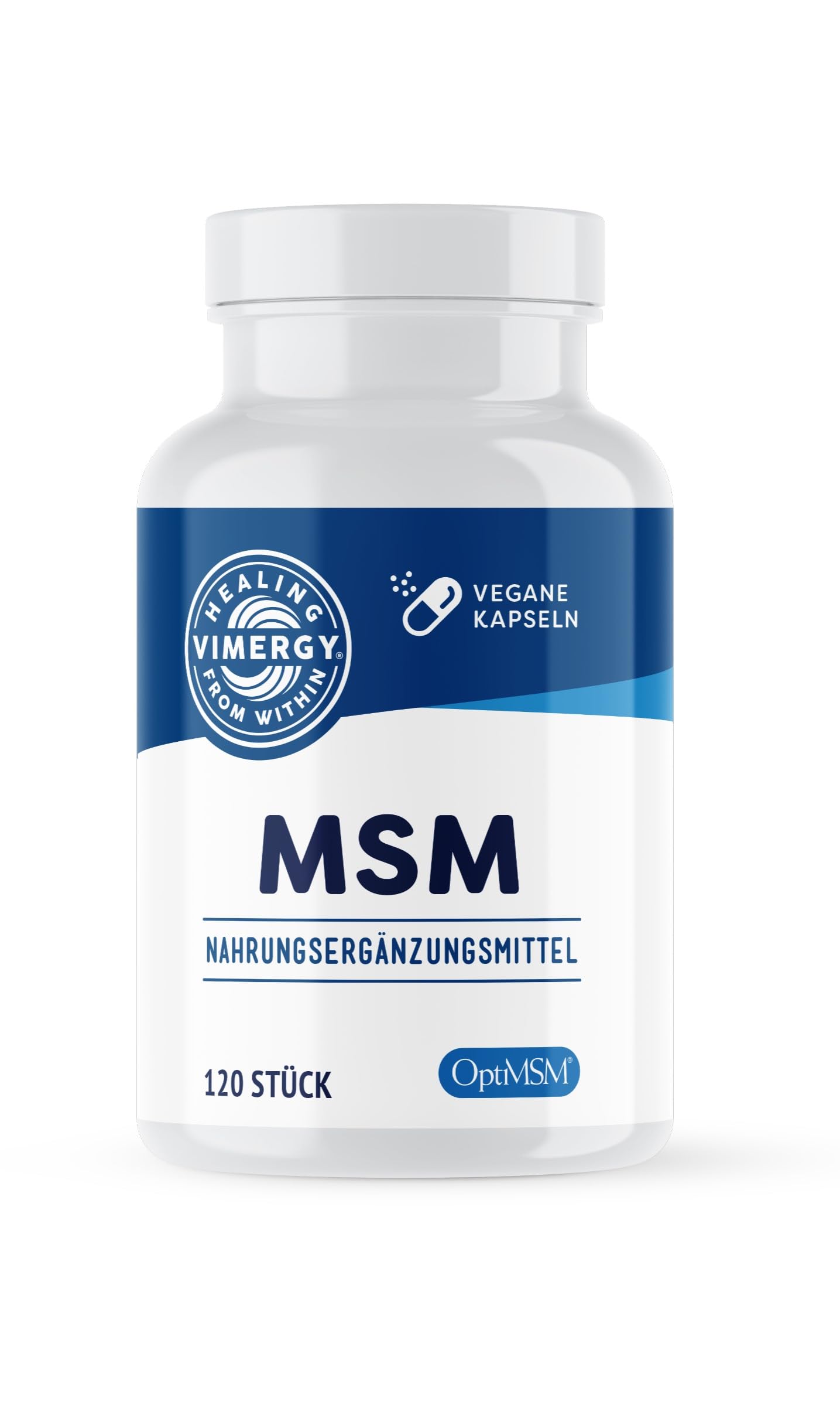 Vimergy MSM 500 mg Kapseln – MSM Kapseln mit Kalzium und Kieselsäure - Vegane Kapsel ohne Gelstoffe – Gentechnik- und Glutenfrei, keine Gelatine, Koscher (120 Stück)