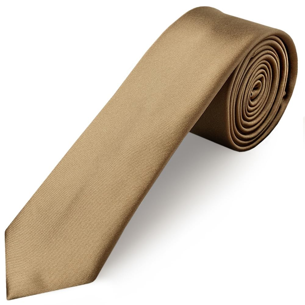 TIES R US Iced Coffee Satin Skinny Men's Tie
