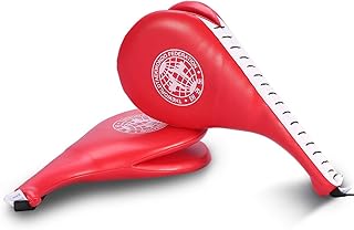 1 par de taekwondo Double Kick Pad, Target Tae Kwon Do Karate Kickboxing Training TKD Kicking Pad, Double Face Kick Foot Pad, Martial Arts Equipment Sports Goods Paddle (Vermelho)