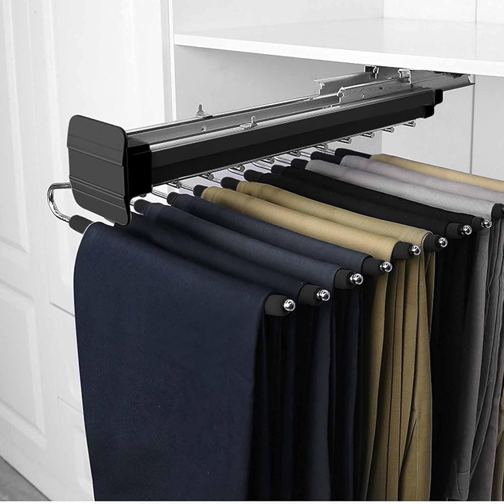 Barre de suspension extensible pour pantalons en acier robuste premium