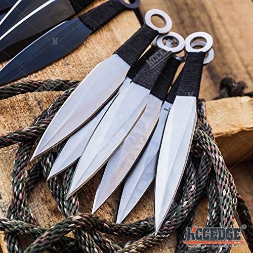 Tactical Knife Survival Knife Hunting Knife 12 PIECE Throwing Knives Set Fixed Blade Knife Razor Sharp Edge Camping Accessories Camping Gear Survival Kit Survival Gear 74625 (Black Kunai)