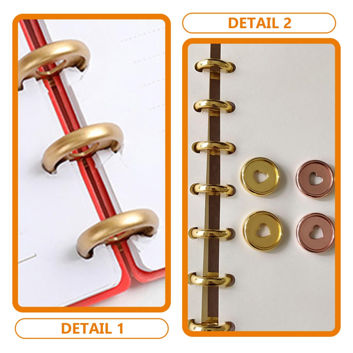 Abaodam 80stücke Rundbinder Discs Premium Bindescheiben Für Notizbuch Planer Roségold Für Lose Einfaches Binden Leicht Und Tragbar Herzloch-design