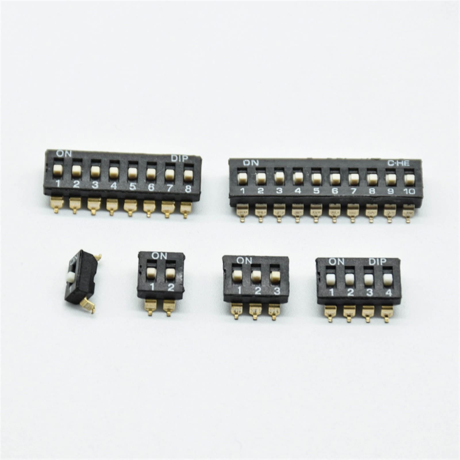 JFQOWCMP Micro Switch 10pcs Black 2.54mm chip DIP Switch KM-2P/3P/4P 5P 6P/8P Gold-Plated feet Black SMD chip(5p)