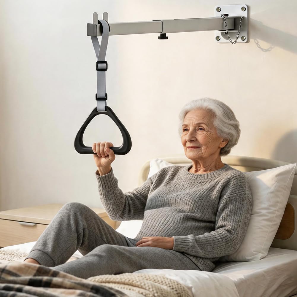 Letto sollevatore per letto – Barra trapezoidale regolabile per anziani, capacità di carico di 100 kg, blocco a 5 posizioni, facile montaggio a parete/soffitto, supporto per la mobilità