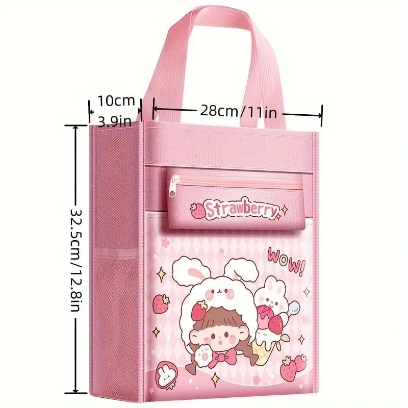Image of Print Delight Handbag /Tutor Bag for Girls, Test Paper Book Storage Bag Kids Handmade Art Supplies Bags Thick Waterproof Portable Storage Bags for Kids (Nini's Happy Pouch Bag)