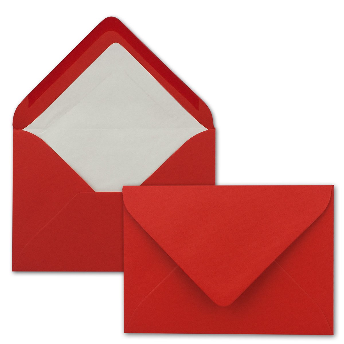 600 DIN B6 koperty czerwone z białą jedwabną podszewką - 12,5 x 17,6 cm - 110 g/m² klejenie na mokro matowe bez okienka od firmy Glüxx-Agent
