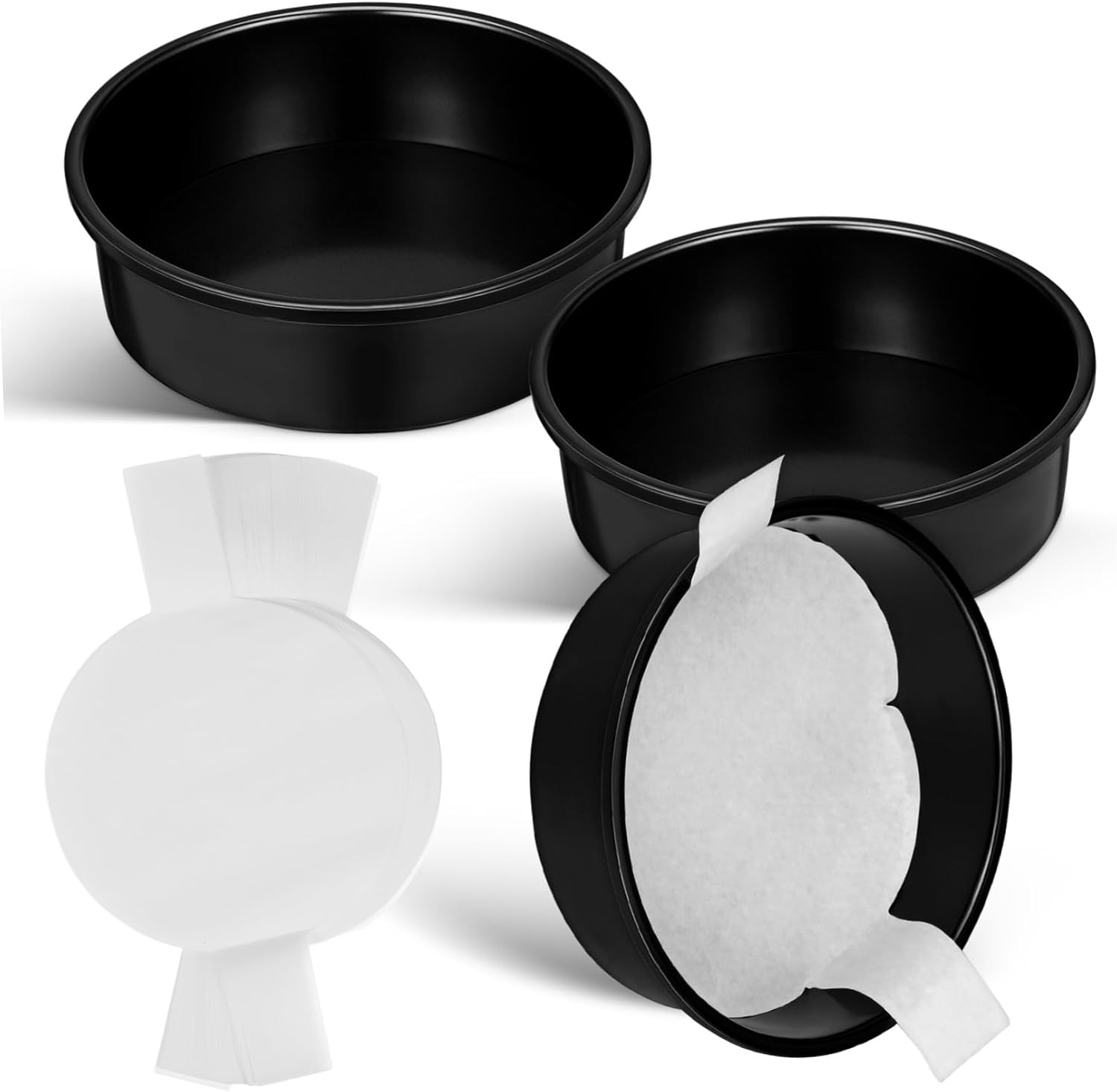 3pcs Nonstick Round Cake Pans with Parchment Paper Baking Molds for Versatile Cakes for Birthdays Weddings and Desserts Construction