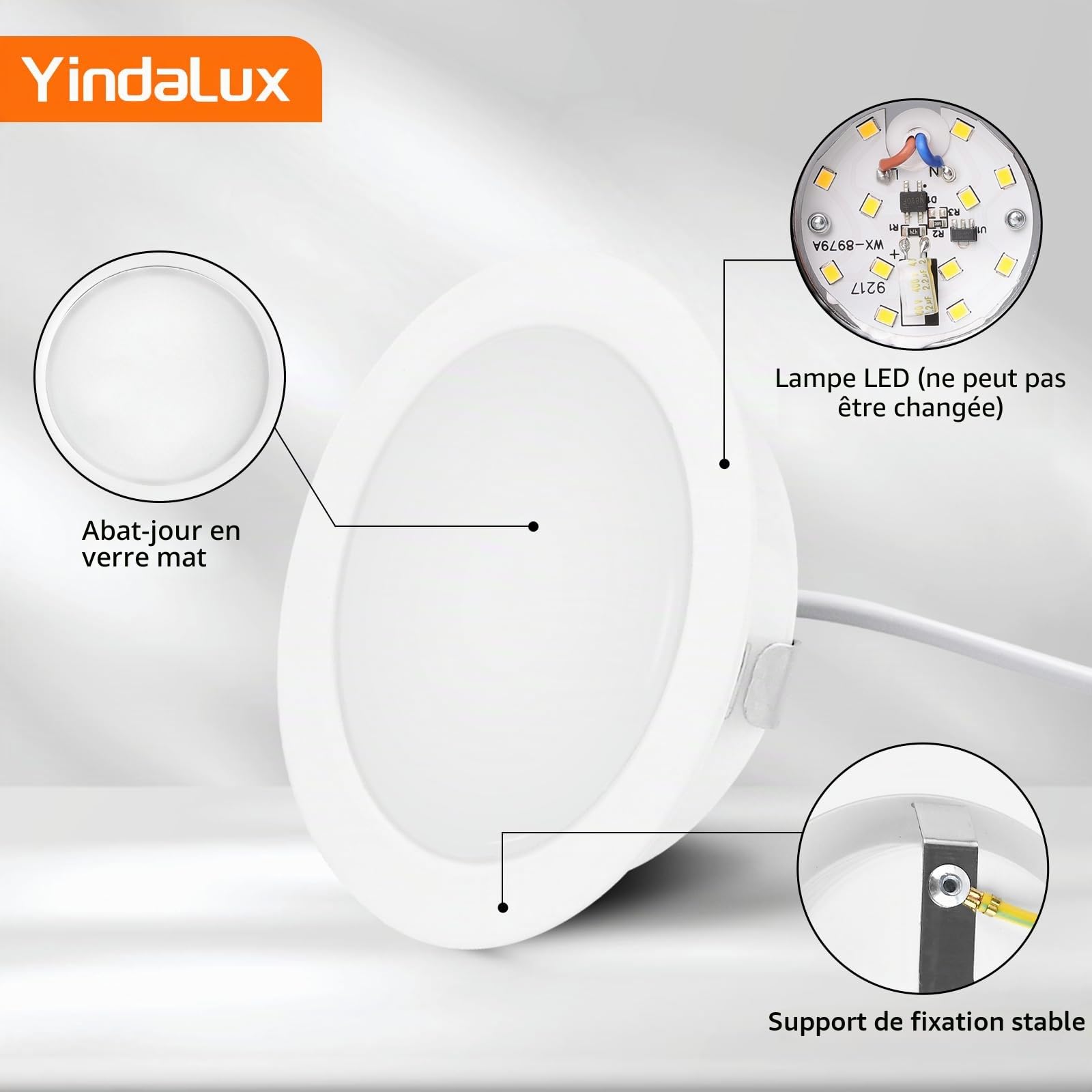 Spot LED Encastrable 230V 3W 3CCT IP44 Spotsplafond 55-58mm 6PCS Blanc