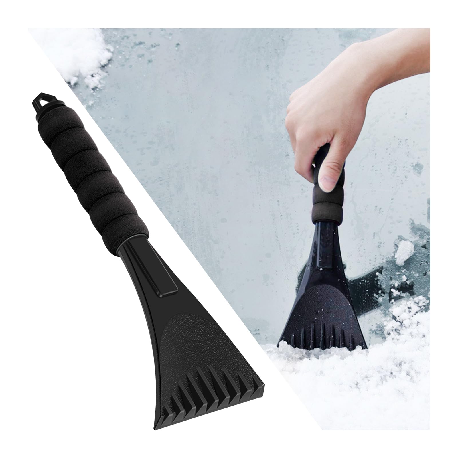 Augeny Ice Scraper for Car Windshield, Scratch-Free Auto Windshield Scraper with Foam Handle to Remove Snow, Frost, and Ice, Universal Frost Removal Tool for Cars and Trucks (Black)