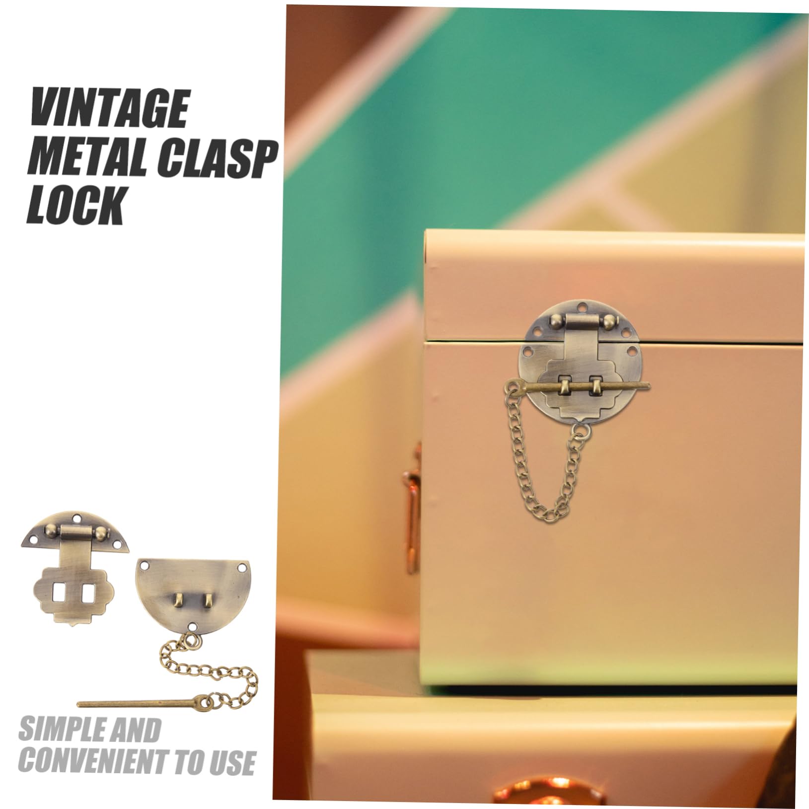Generic Clip Jewelry Box hasp Lock Wooden Box Hinge Antique Shackle Cabinet Small hasp Latch Cabinet Day Buckle The Chain Metal hasp Buckle Cabinet hasp Latch