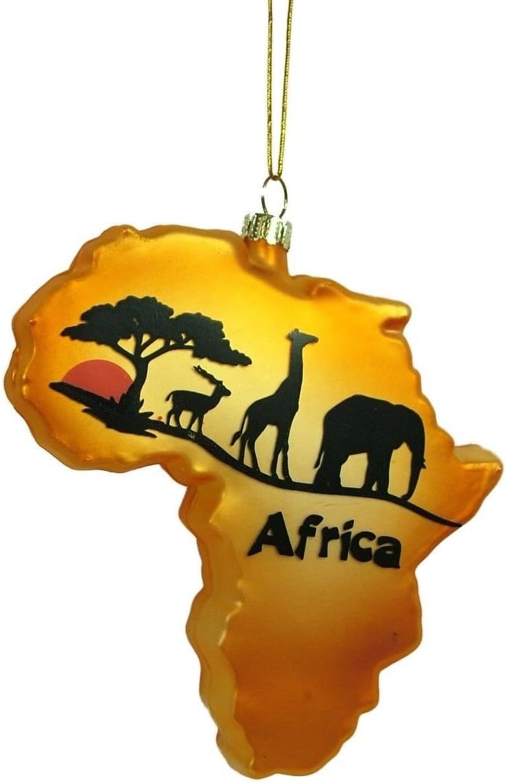 Winterwood Glass Continent of Africa African Safari Animals Christmas Tree Ornament