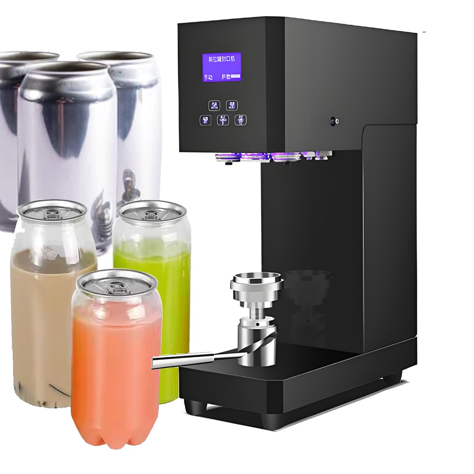 Ofyphth Automatic Can Sealer Machine, Electric Commercial Tin Cup Sealer, Height Adjustable, w/Dual-Mode Operations & LED Smart Counter, for Aluminum & Plastic Beverage Cans. Black