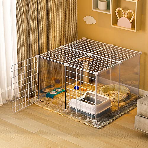 DIY 猫ケージ、取り外し可能な金属製小動物ケージデザイン子猫プレイペン犬小屋、持ち運びや輸送が簡単、小型ペット猫子犬用(75x75x47CM)