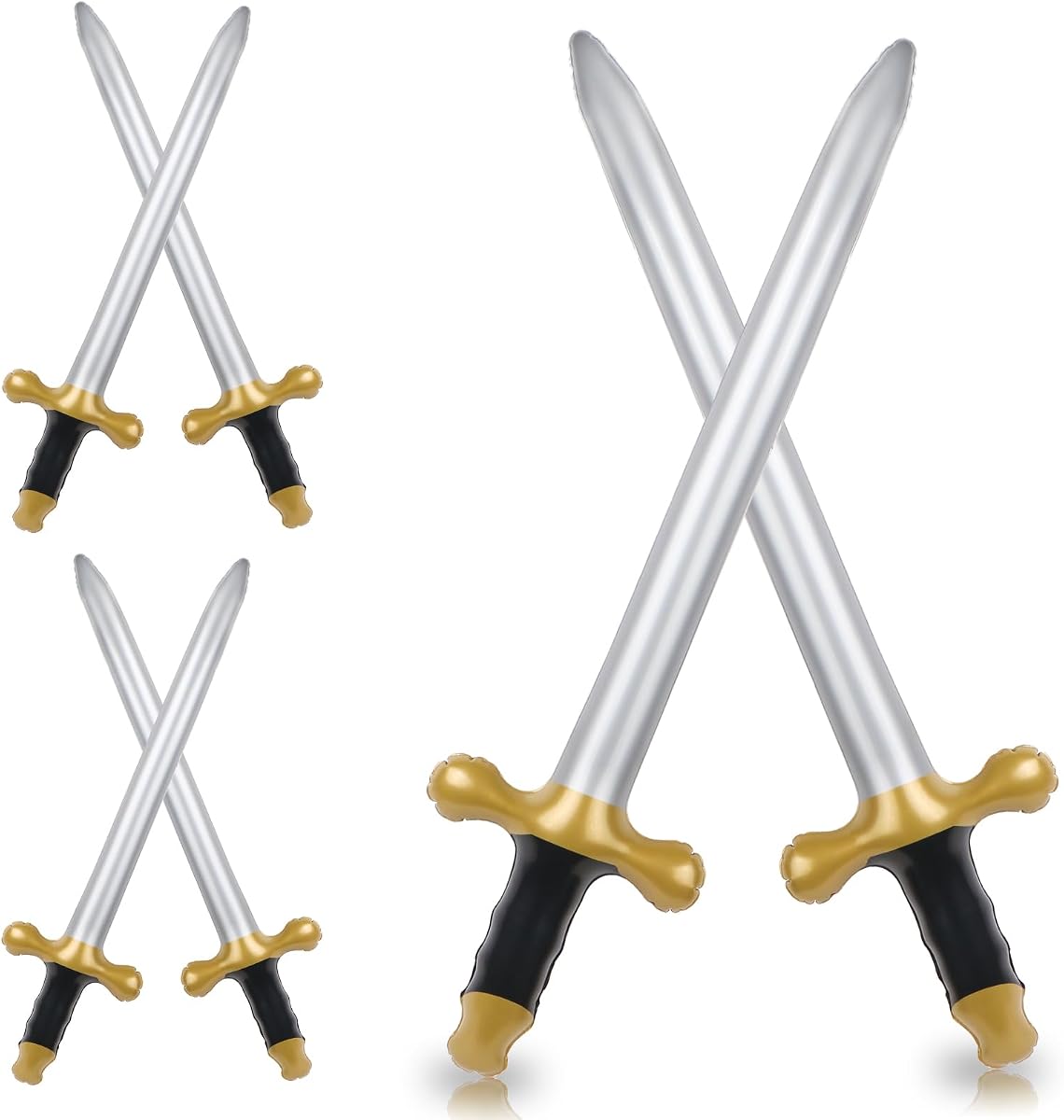 6 piezas de espadas inflables, espadas de piratas inflables de 24 pulgadas, suministros para fiestas temáticas, cumpleaños, piscina, fiesta, cosplay, accesorios de disfraces de Halloween (dorado)