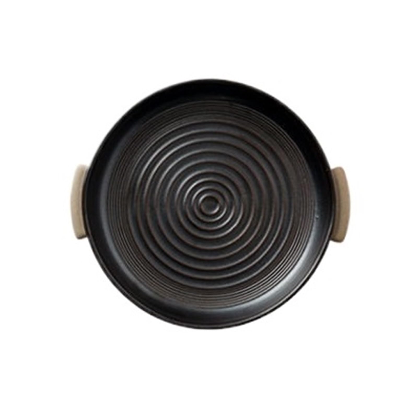 plato gratinado Fuente for hornear de cerámica roscada con asas(Negro,Medio)