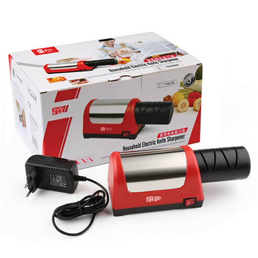 Affilacoltelli Elettrico Professionale Piccolo e Compatto, con Dischi Diamantati, Professionale e Universale a Varie Fasi, Affilatura Ruvida e Fine