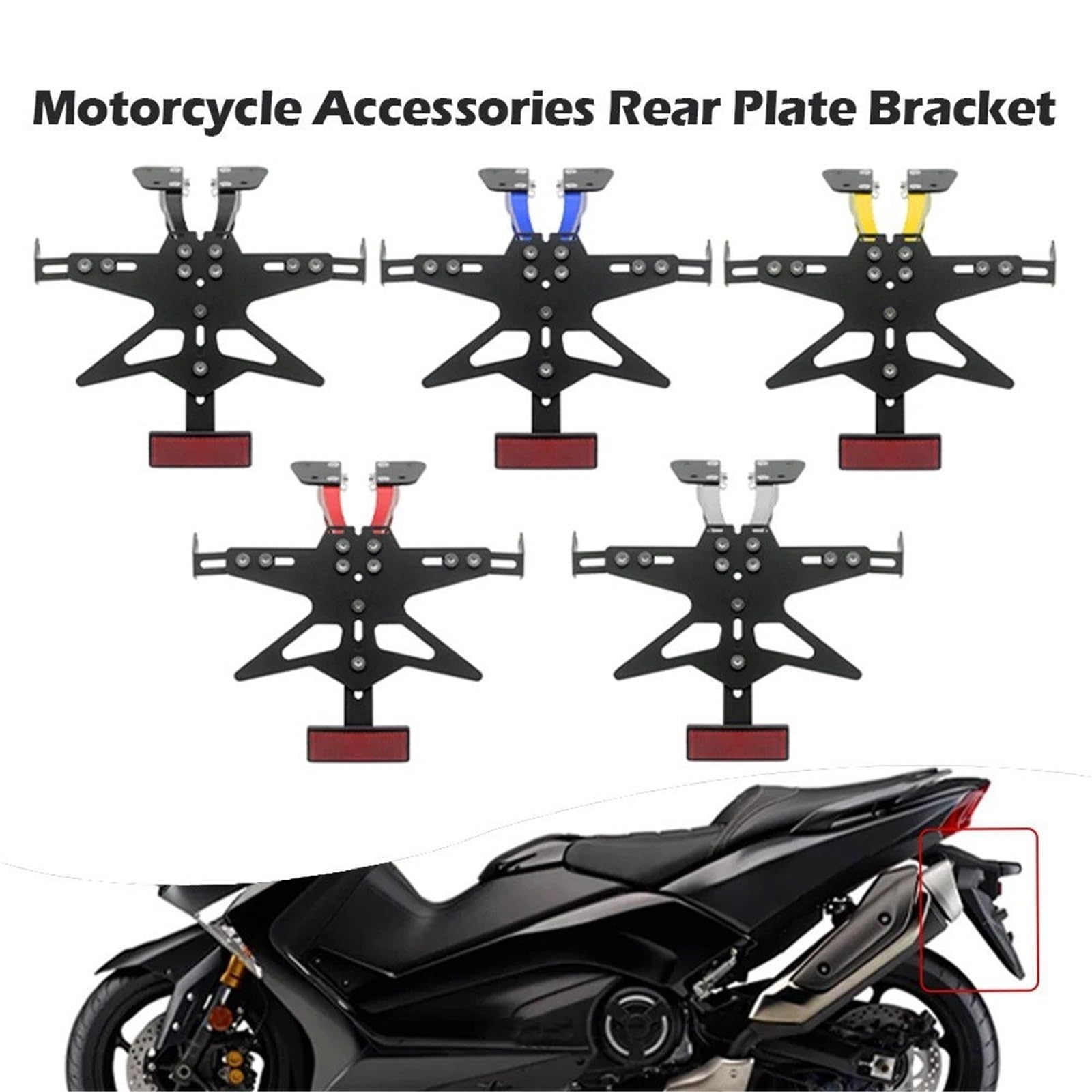 Per TMAX530 DX/SX/560 2017-2021 Staffa Porta Targa Moto Moto Supporto Targa | Kit eliminatore parafango posteriore ordinato(Yellow)