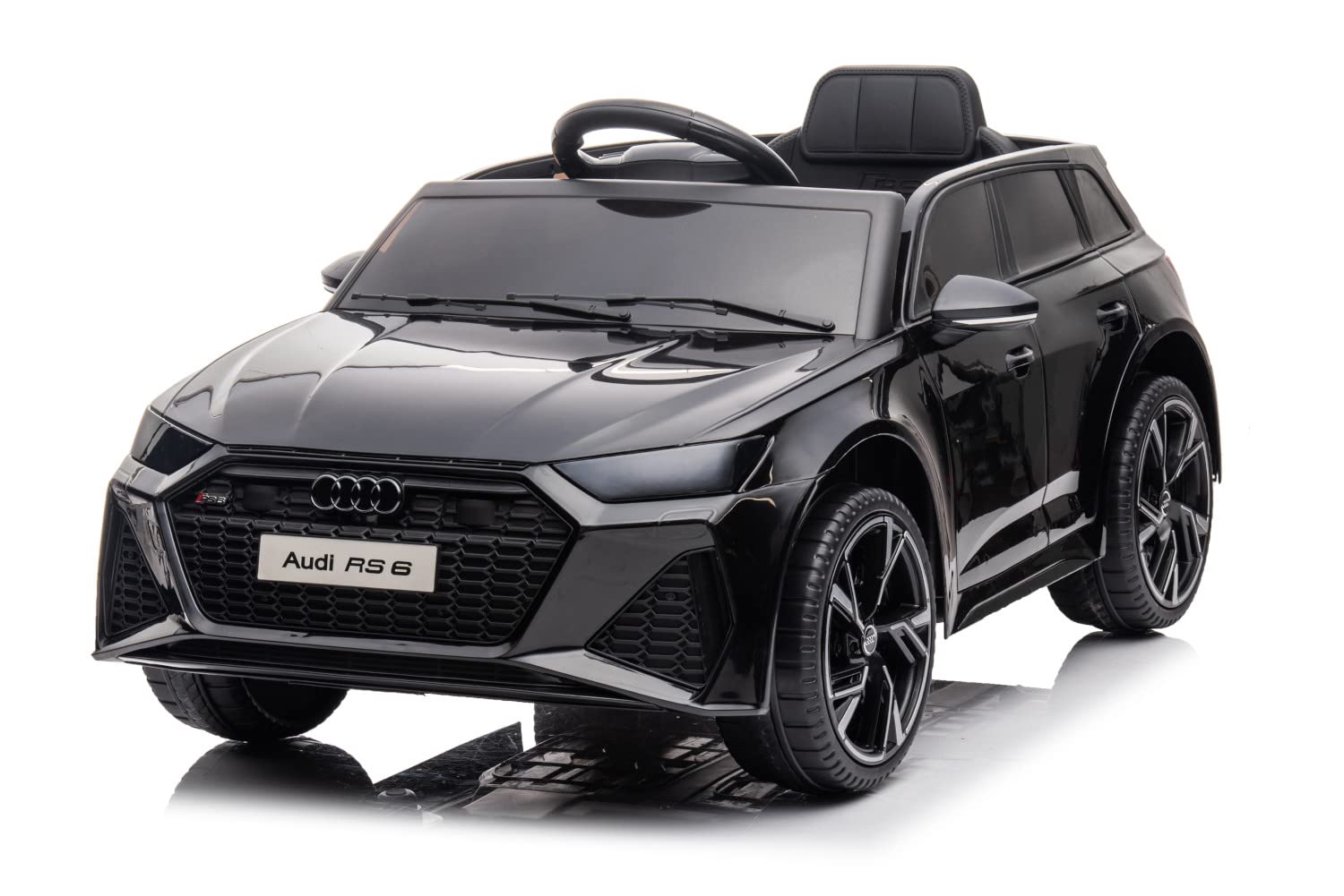Kinderfahrzeug - Elektro Auto Audi RS6 - lizenziert - 12V7AH Akku und 2 Motoren- 2,4Ghz + MP3 + Leder + Eva (Schwarz)