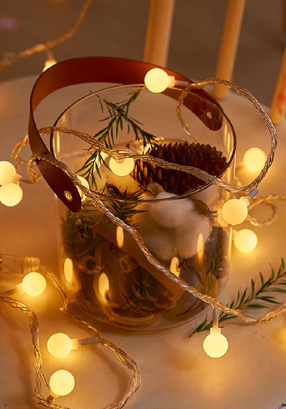 Globe String Lights, 10ft 20 LED USB Powered Globe Fairy String Lights Warm White for Birthday Party Wedding Christmas Home Decoration, WLD0002