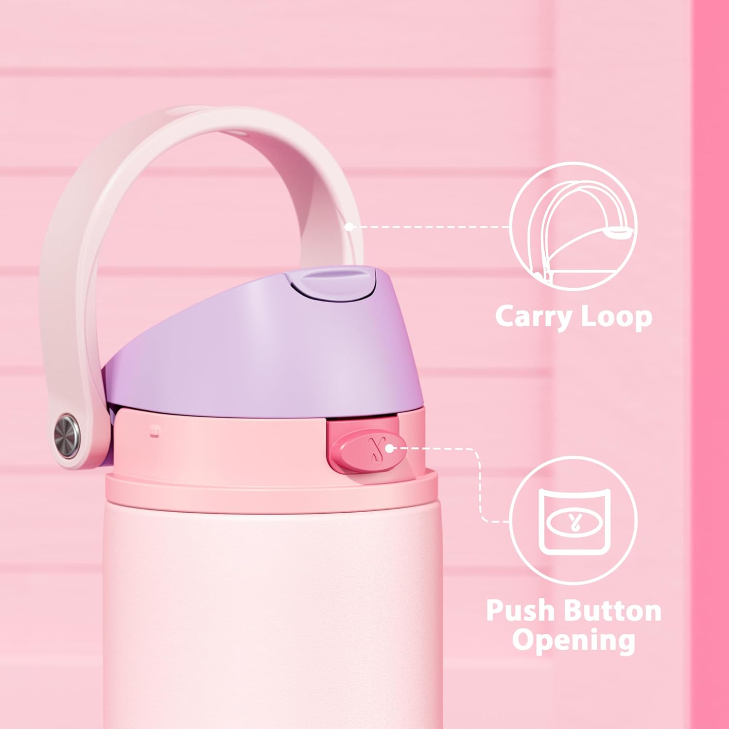 24 oz Insulated Water Bottle for Sports: Meoky Stainless Steel Water Bottle with 2-in-1 Straw and Spout Lid - Leak Proof, Cold for 24 Hours, Fits in Car Cup Holder, BPA-Free for Women Travel, Candy - Image 5