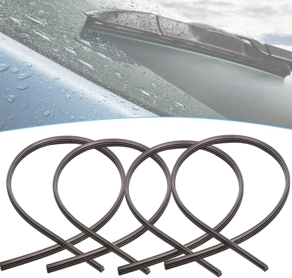 4 Pack 25.5 Inch Silicone Frameless Windshield Wiper Blades Car Window Wiper Blade Strip Car Wiper Blade Silica Gel Silicon Refill Strips for Most Auto Cars Buses Vans Lorries Trucks