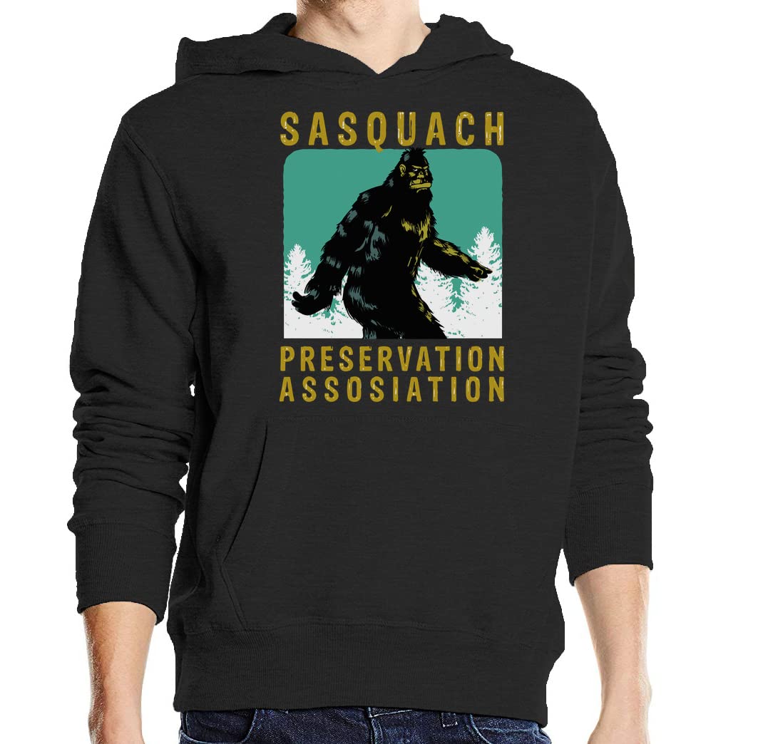 Sweat à capuche Sasquatch noir coton vintage pull ample rétro unisexe
