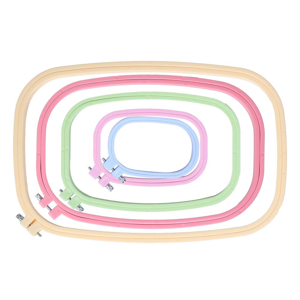 5pcs Embroidery Hoops Set, Square Embroidery Hoops Plastic Cross Stitch Hoops Embroidery Frame for Sewing, Needlework, Embroidery Projects