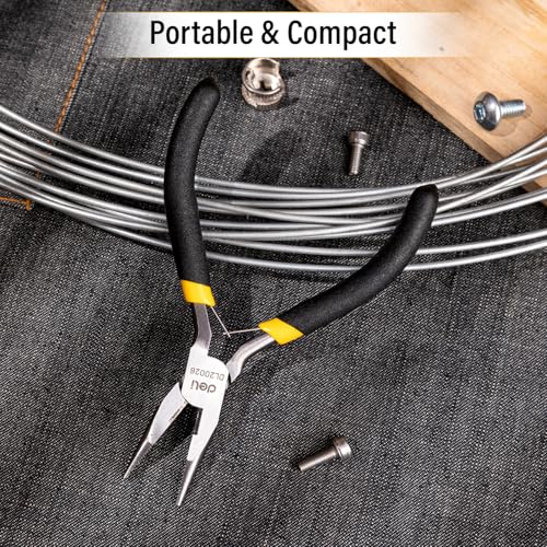 Image of Deli DL20026 5 inch Long Nose Pliers with Insulation to AC for Cutting & Gripping Wires High Strength Construction Shockproof Ergonomic Grip (1 Pc)