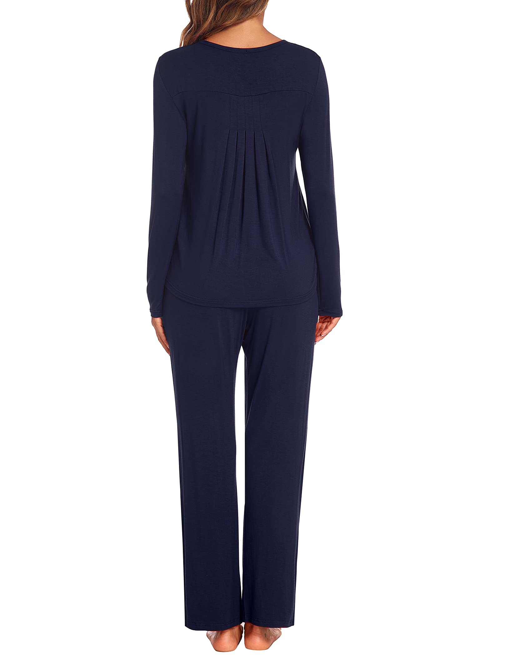 Ekouaer Pigiama Donna Invernale Caldo Pigiami Invernali Pigiama Due Pezzi Tasche con Coulisse, S-XXL