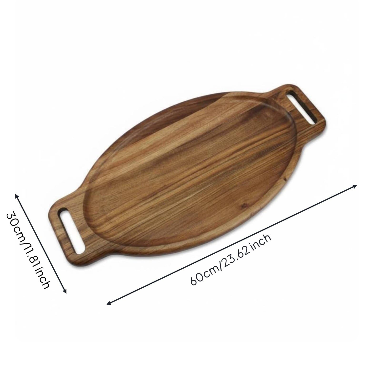 Milageto Bandeja de Servir de Madera Bandeja Oval Fuente de Madera Tabla para Aperitivos Tabla para Quesos con Madera de Acacia Resistente a Grietas Adecuada para Cenas Reuniones Cocina Salón Oficina
