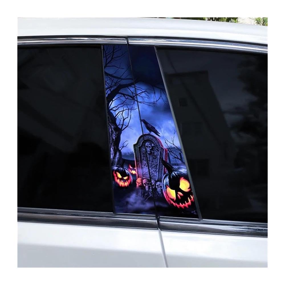 Body Parts 2pcs Car B-Pillar Decorative Stickers Halloween Scenery Man Car Center Column Sticker DIY Vinyl(B)