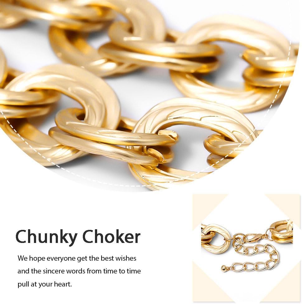 ACEDRE Chunky Choker Necklace Gold Cuban Link Chain Double O Link Necklaces Punk Hip-hop Jewelry for Women - Image 5